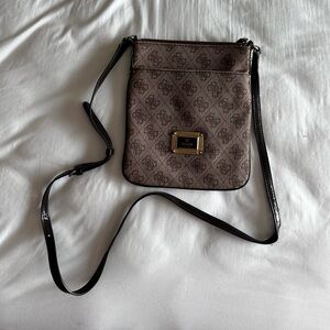 Guess Monogrammed Brown Shoulder Bag